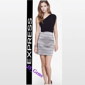 New Mini Pencil Skirt Silver Metallic Small